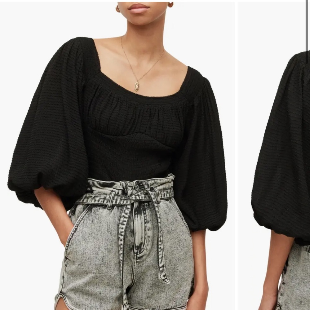 NWT Tia Texture Puff Sleeve Top